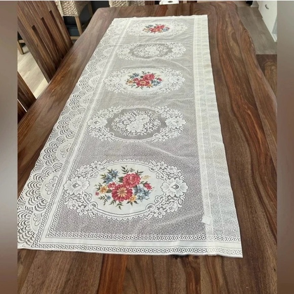 Vintage Victorian embroidered lace table runner farmhouse cottagecore - Picture 1 of 4